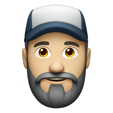white man with dark beard wearing a cap sticker