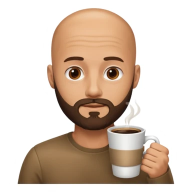men with coffee no hair, beard sticker