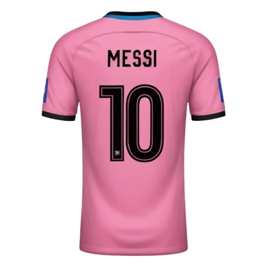 create an emoji of a pink football shirt that has MESSI 10 written on the back of it - the writing should be black sticker