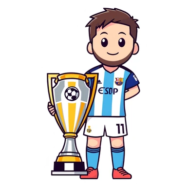 messi with champions league trophy  sticker