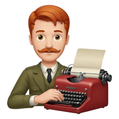 moustache redhead man with vintage typewriter sticker
