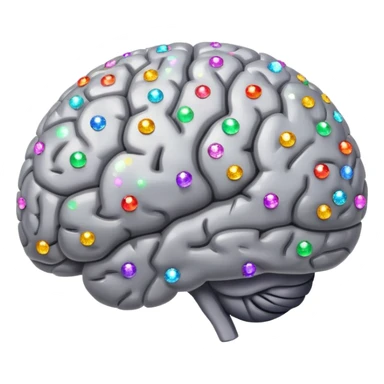 Brain with colored sparkles around it sticker