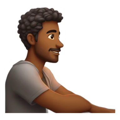 hombre mirando el atardecer sticker