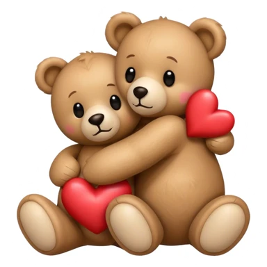 Teddy hugging another teddy with hearts sticker