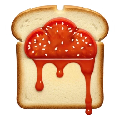 slice of bread with with a squeeze of tomatoe sauce on top sticker