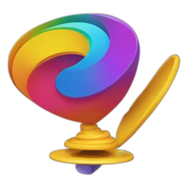 creates a spinning top-shaped logo with a big L in the middle  sticker