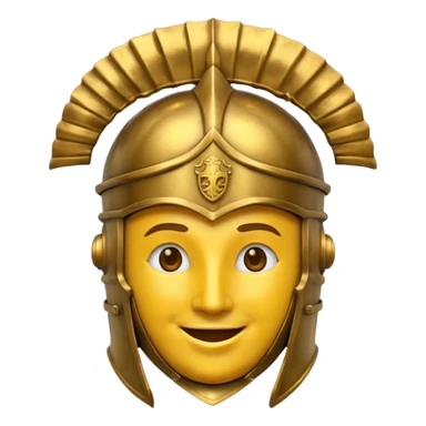 round emoji head with roman empire knight helmet sticker