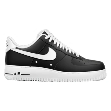 Nike Air Force sneaker, black, viewed straight from the side, simple, iconic silhouette, no text sticker