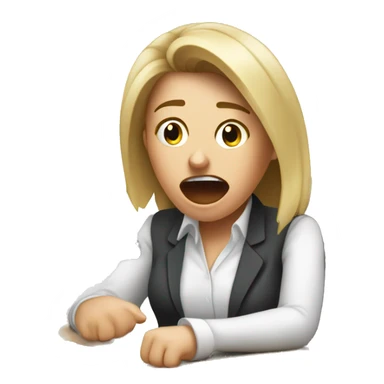 female payroll manager stressed at work and shouting at her desk sticker