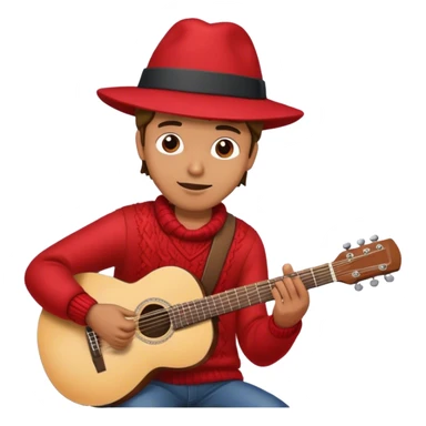 guy playing the guitar with an red wool hat sticker