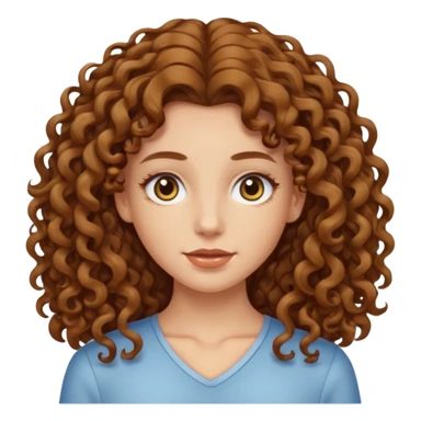 pale woman with ne meter long brown curly hair, middle part sticker