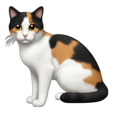 Calico cat with very black face and white nose stripe sticker