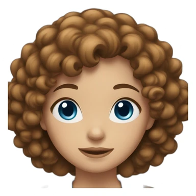 Girl with brown curly hair and blue eyes sticker