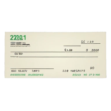 bank check with large numbers sticker