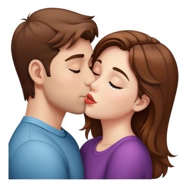 Brown hair girl Kissing guy sticker