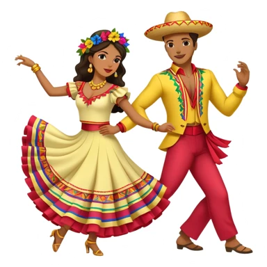 Colombian salsa dancers with colorful traditional outfits, dancing energetically with festive poses sticker