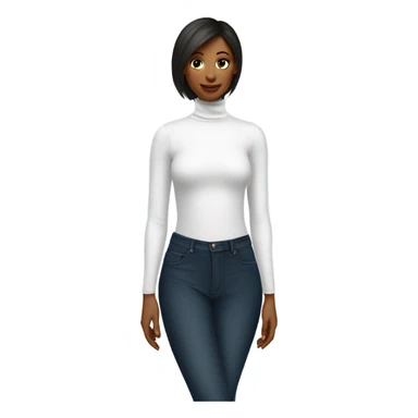 white long-sleeve turtleneck bodysuit sticker