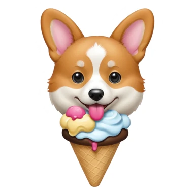 Corgi eating ice cream sticker
