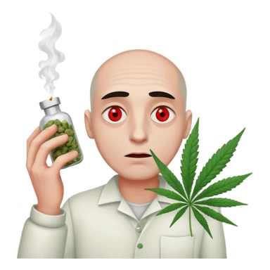 gang dealer man drugged white with cannabis on a hand sticker