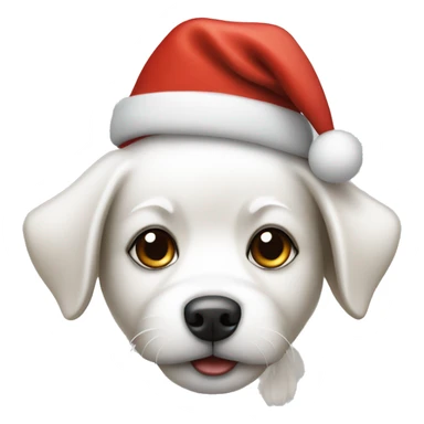 white small dog with Christmas hat on sticker