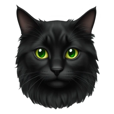 black long haired cat green eyes sticker