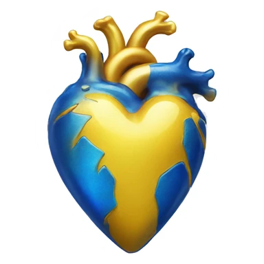 Blue and yellow shiny heart  sticker