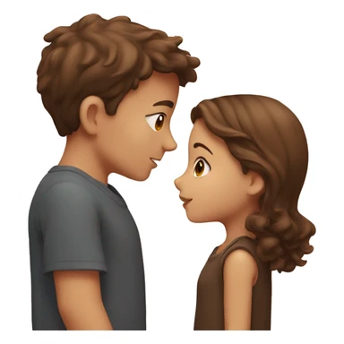 A boy with brown hair kisses a girl with brown hair sticker