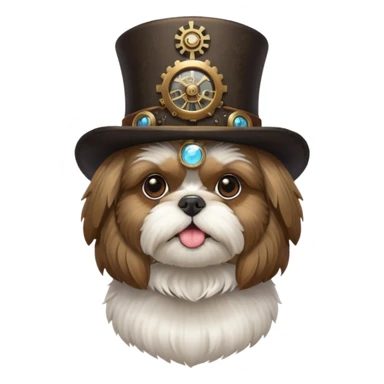 Shitzu with steampunk top hat sticker