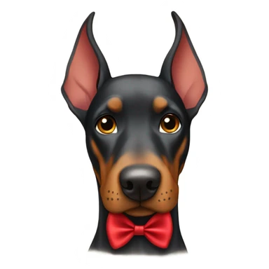 Doberman dog with red bow sticker