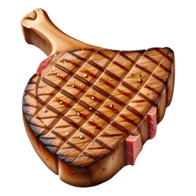 Cinematic thick-cut t-bone steak, perfectly seared with grill marks, a grilled center, rich and savory, warm glow, sizzling and mouthwatering, highly detailed and appetizing. sticker