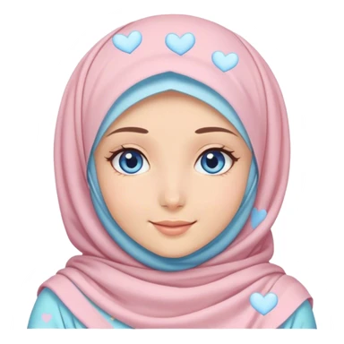 Turkish beautiful finish Konya girl blue eyes with hijab and pastel hearts dress sticker
