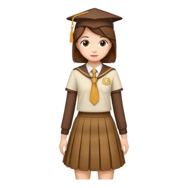 brown academia uniform with skirt sticker
