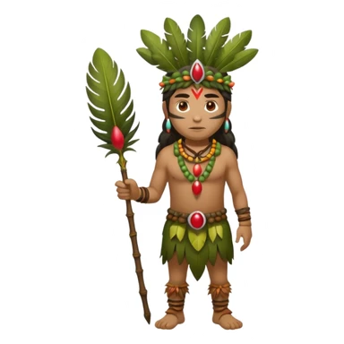 full body indigenous forest hunter spirit with feather fruit crown sticker