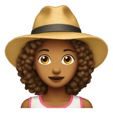 Becca wearing a hat sticker