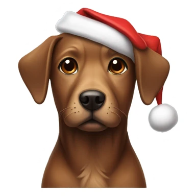 Brown dog with Santa hat sticker