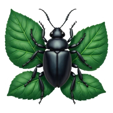 a black beetle on leaf sticker