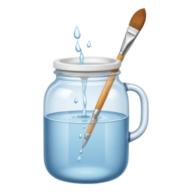Water jar for brushes sticker