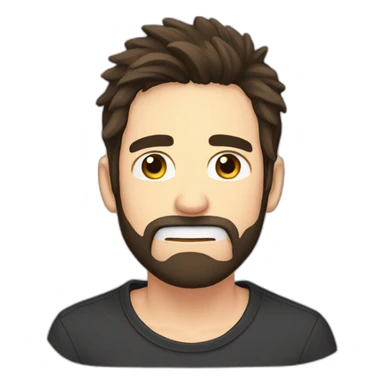 male streamer,darkbrown hair,beard around mouth, crying sticker