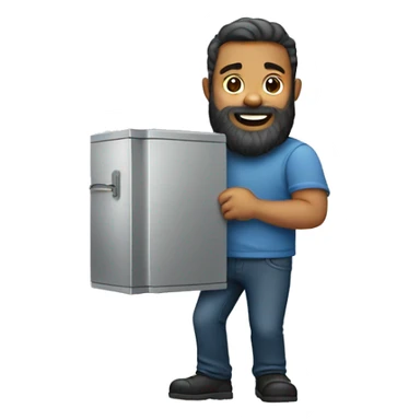 Bearded man carrying a refrigerator  sticker
