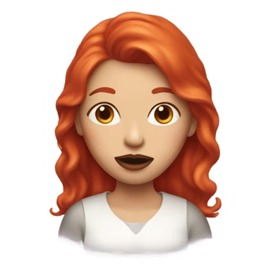 Red hair Lipstick Face covered in milk liquid sticker