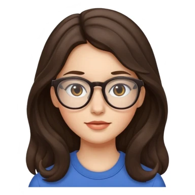 Brunette (more brunette) girl with long not to wavy hair and glasses sticker