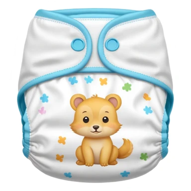 White baby diaper with cute animal drawings on it sticker