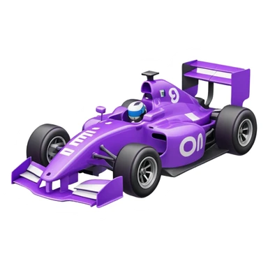 F1 race car emoji, colored in purple and white, clean and modern look, Mixpanel style sticker