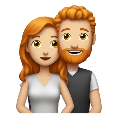 Ginger women and brunette man hugging  sticker