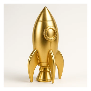 golden rocket ship, gold objects style sticker