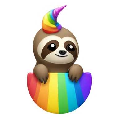a sloth on a rainbow with a unicorn horn on its forehead  sticker