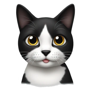 Black and white cat with black nose sticker