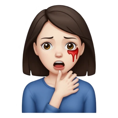 a brunette woman choking herself sticker