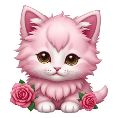 cute kitten, rose color sticker