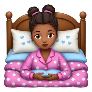 A black girl with edges and plump lips and long lashes with a bun in her bed sticker
